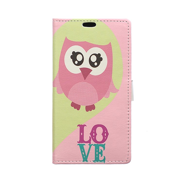 Pattern Printing Stand Leather Wallet Cover for Huawei Honor 8 - Pink Owl-1