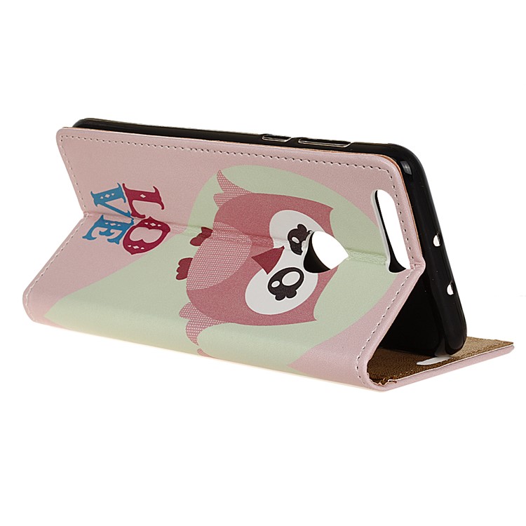 Pattern Printing Stand Leather Wallet Cover for Huawei Honor 8 - Pink Owl-4