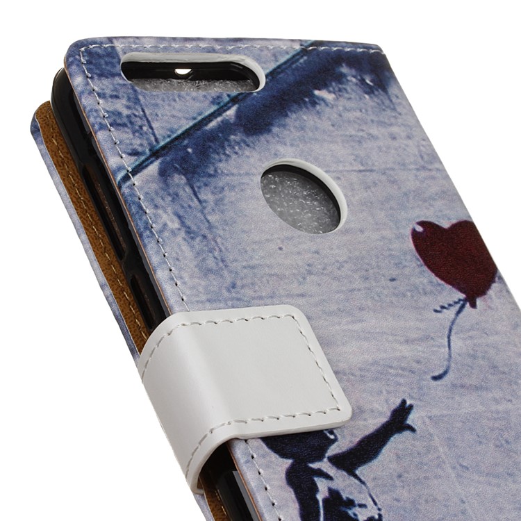 Patterned Leather Wallet Stand Case for Huawei Honor 8 - Retro Girl Releasing the Balloon-3
