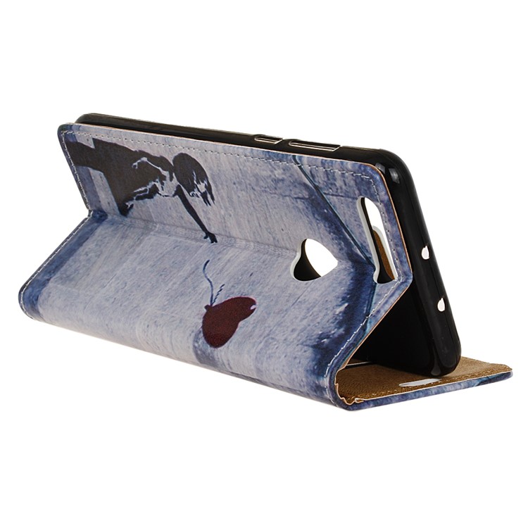 Patterned Leather Wallet Stand Case for Huawei Honor 8 - Retro Girl Releasing the Balloon-4