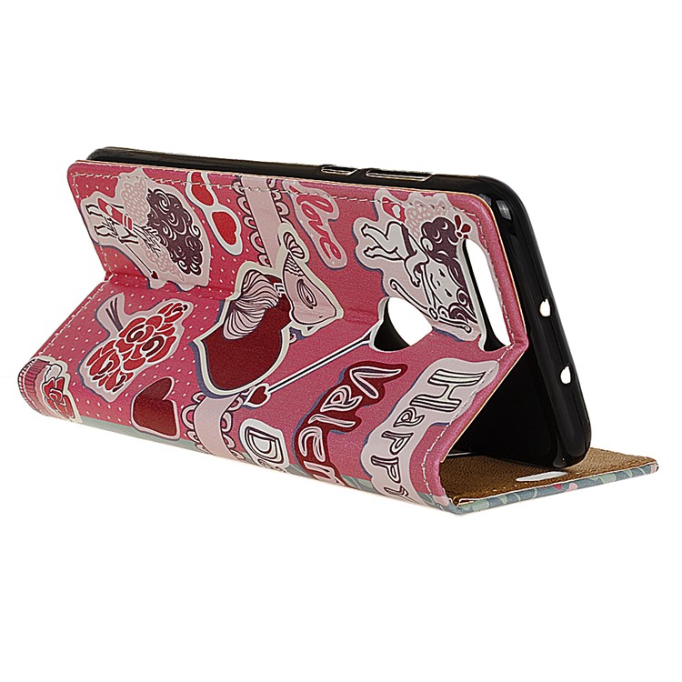 Pattern Printing Magnetic Leather Wallet Cover for Huawei Honor 8 - Sweet Lover-4