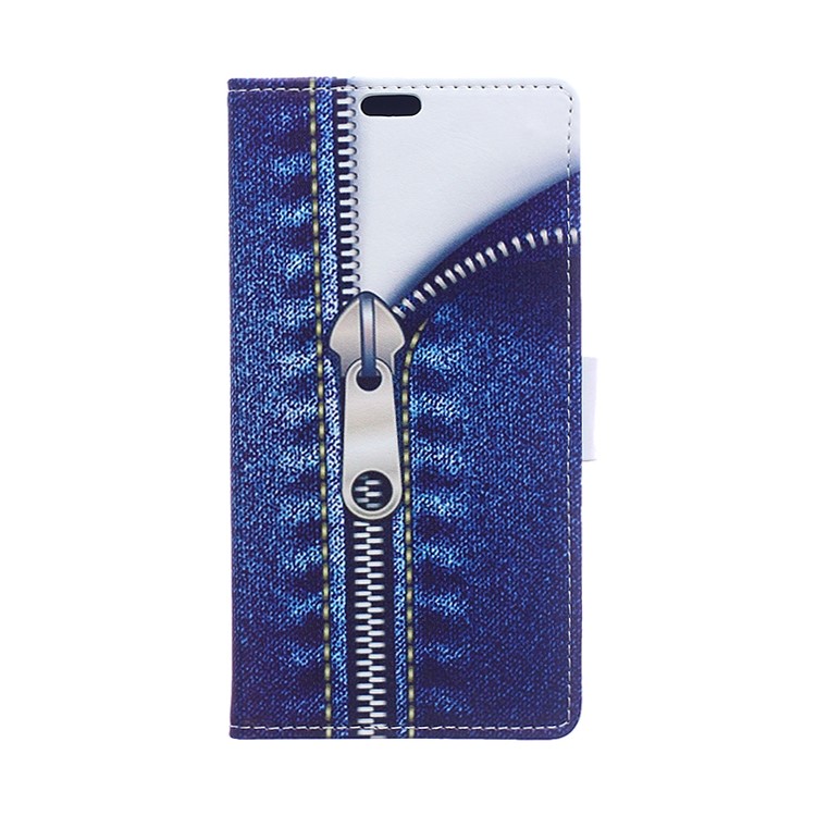 Pattern Printing Leather Protective Case for Huawei Honor 8 - Jeans with Zipper-1