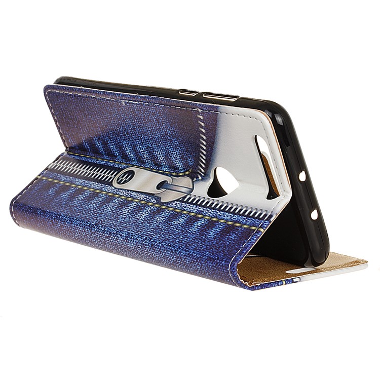 Pattern Printing Leather Protective Case for Huawei Honor 8 - Jeans with Zipper-4