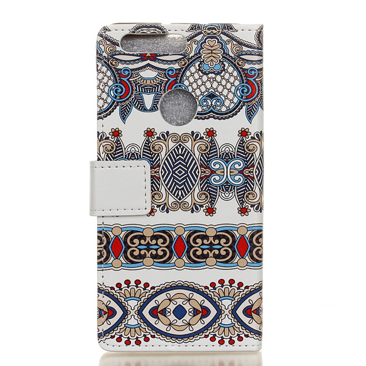 Magnetic Leather Wallet Shell for Huawei Honor 8 - Arabic Floral Pattern-2
