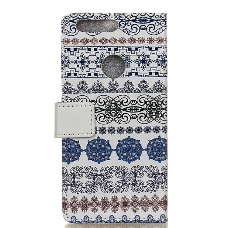 Illustration Leather Wallet Stand Case for Huawei Honor 8 - Ethnic Flower-2