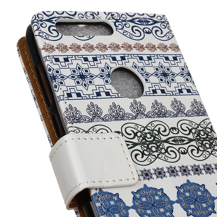 Illustration Leather Wallet Stand Case for Huawei Honor 8 - Ethnic Flower-3