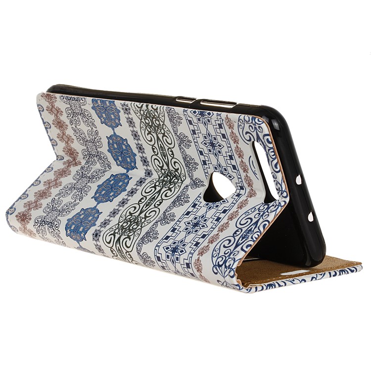 Illustration Leather Wallet Stand Case for Huawei Honor 8 - Ethnic Flower-4