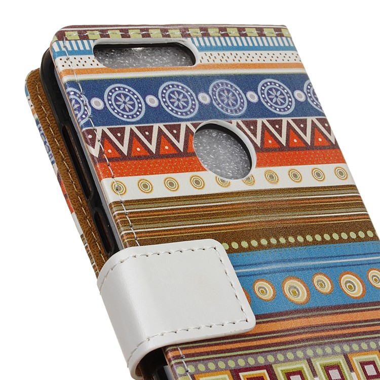 Diary Style Leather Wallet Stand Cover for Huawei Honor 8 - Tribal Geometric Figure-3