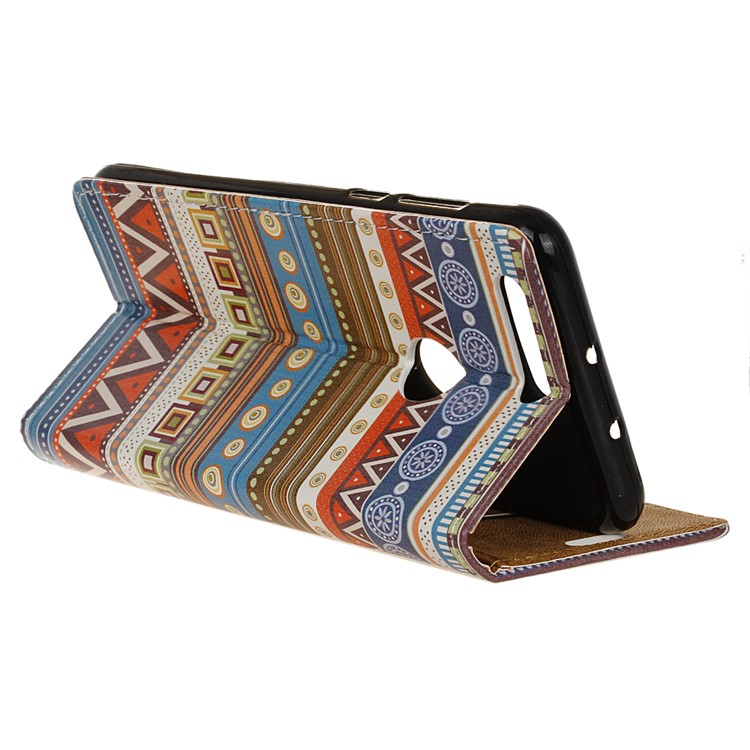 Diary Style Leather Wallet Stand Cover for Huawei Honor 8 - Tribal Geometric Figure-4