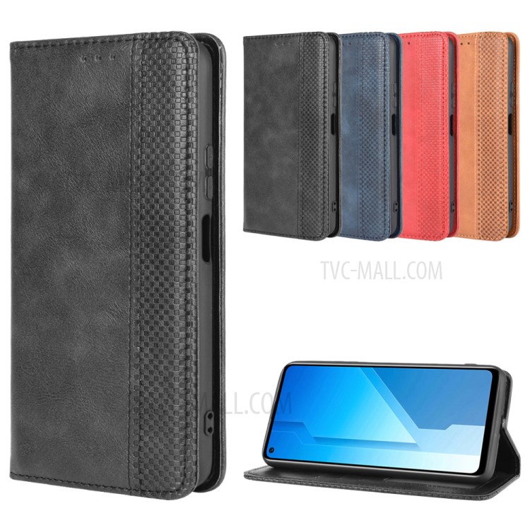 Vintage Style Leather Wallet Stand Case for Honor Play4 - Black-11