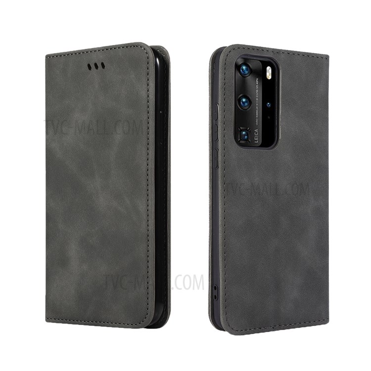 Auto-absorbed Business Style PU Leather Shell with Card Slots for Huawei P40 Pro - Black-2