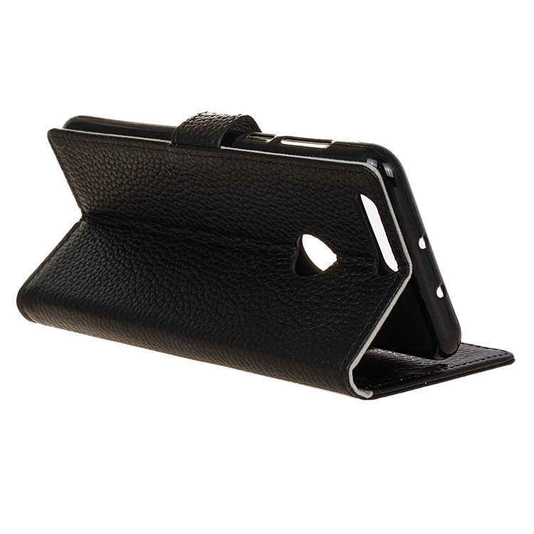 Litchi Genuine Leather Wallet Case for Huawei Honor 8 - Black-6