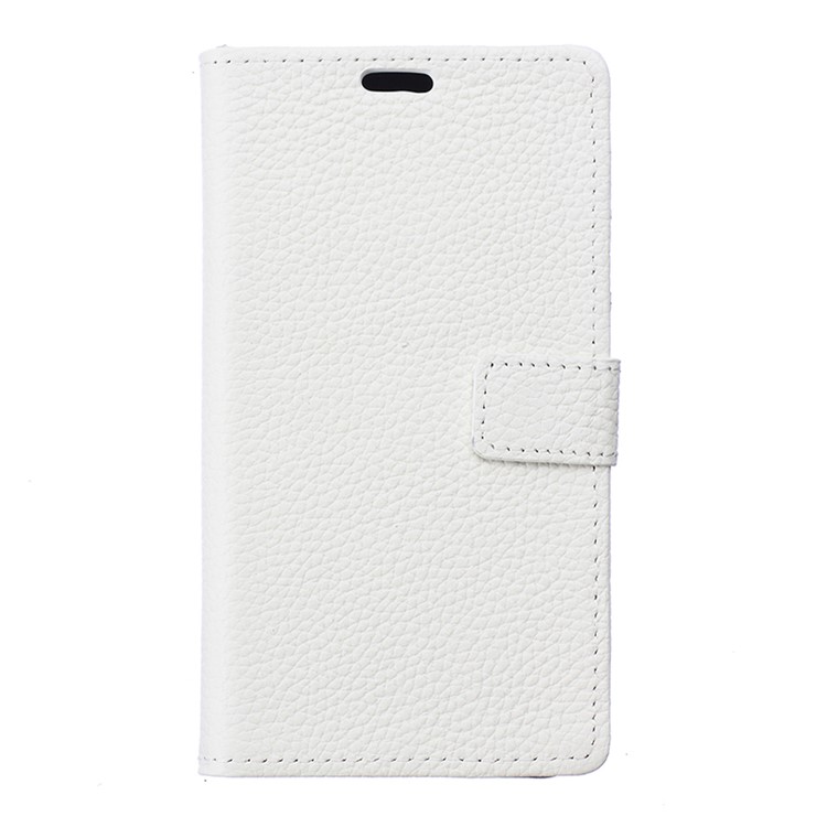 Litchi Genuine Leather Wallet Cover for Huawei Honor 8 - White-1