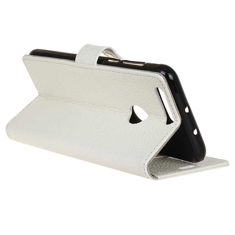 Litchi Genuine Leather Wallet Cover for Huawei Honor 8 - White-6