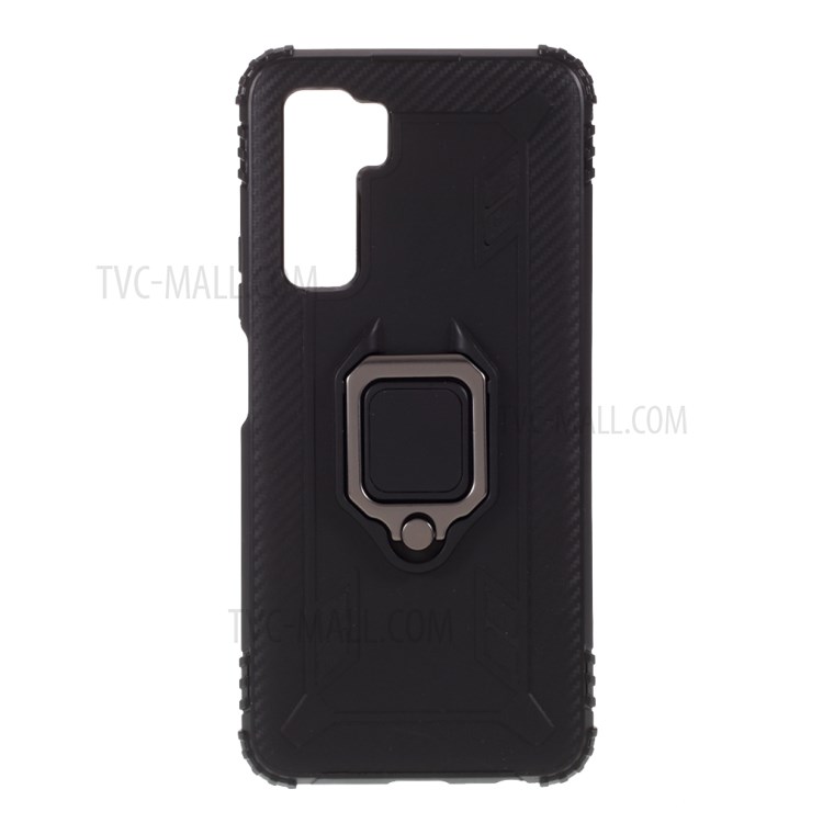 Finger Ring Kickstand Shockproof TPU Cover Phone Shell for Huawei nova 7 SE/P40 Lite 5G - Black-1