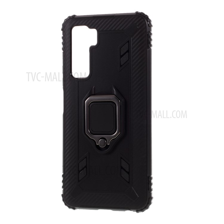 Finger Ring Kickstand Shockproof TPU Cover Phone Shell for Huawei nova 7 SE/P40 Lite 5G - Black-2