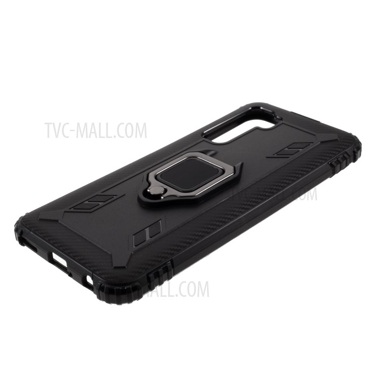 Fingerring Kickstand Schockdofter TPU -deckung Telefonschale Für Huawei Nova 7 SE/P40 Lite 5g - Schwarz-4