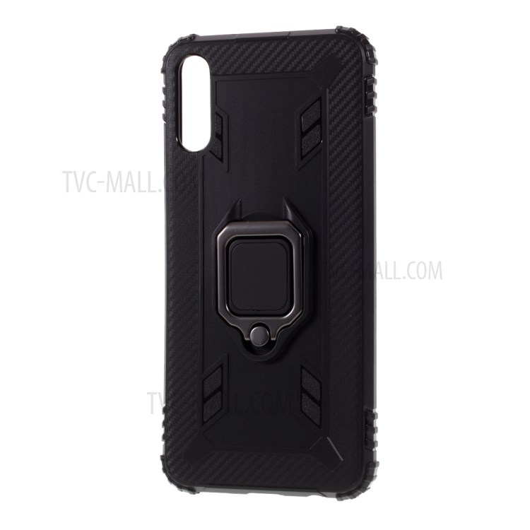 Shockproof Finger Ring Kickstand TPU Cover Cell Phone Shell for Huawei Enjoy 10e - Black-2