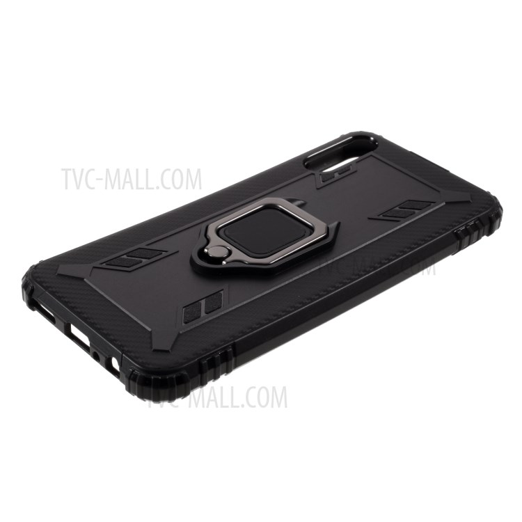 Shockproof Finger Ring Kickstand TPU Cover Cell Phone Shell for Huawei Enjoy 10e - Black-5