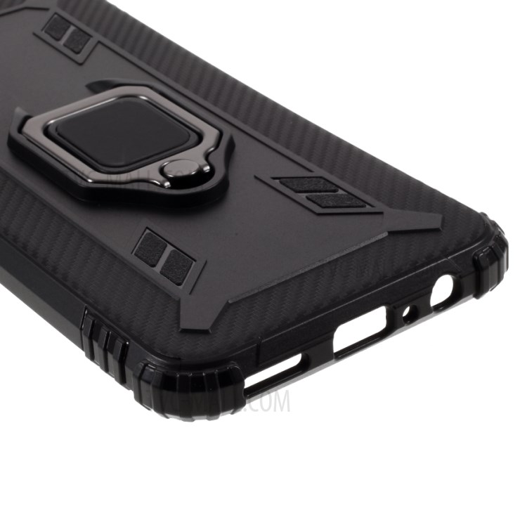 Shockproof Finger Ring Kickstand TPU Cover Cell Phone Shell for Huawei Enjoy 10e - Black-6