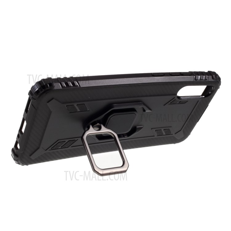 Shockproof Finger Ring Kickstand TPU Cover Cell Phone Shell for Huawei Enjoy 10e - Black-9