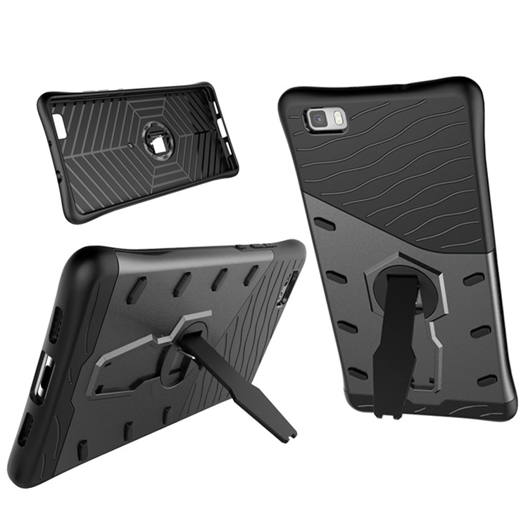 Armor Hybrid PC + TPU Protective Phone Cover for Huawei Ascend P8 Lite with Kickstand - Grey-3