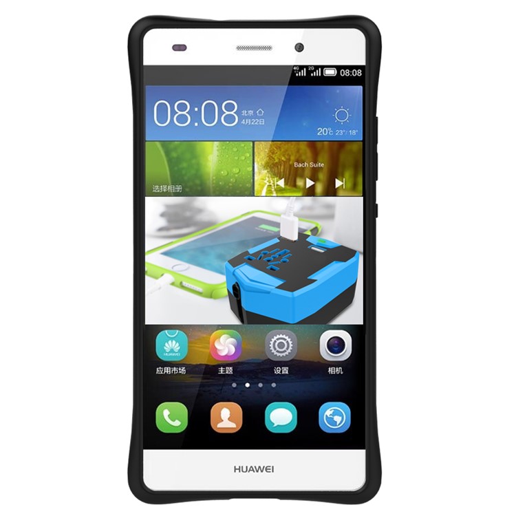 Armor Hybrid PC + TPU Protective Phone Cover for Huawei Ascend P8 Lite with Kickstand - Grey-4