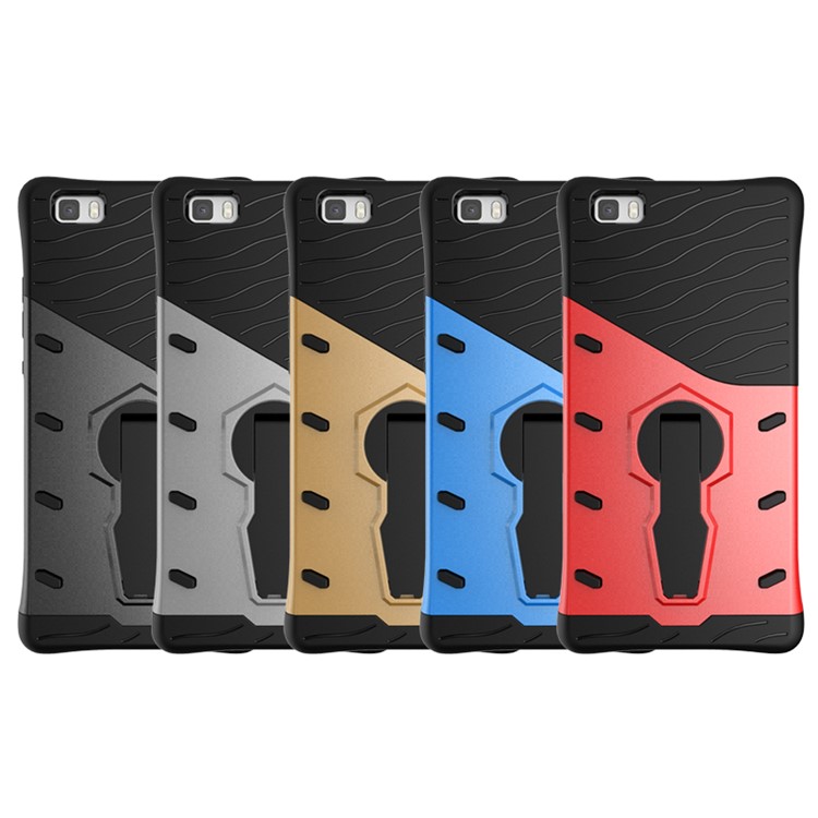 Armor Hybrid PC + TPU Protective Phone Cover for Huawei Ascend P8 Lite with Kickstand - Grey-5