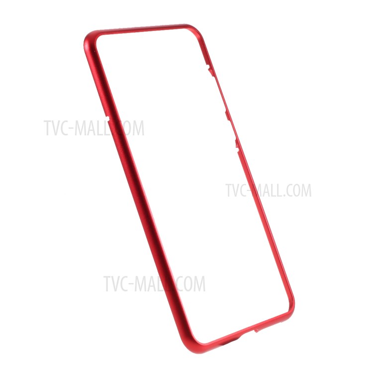 Metal Frame Tempered Glass Magnetic Adsorption Cover for Huawei P40 - Red-4