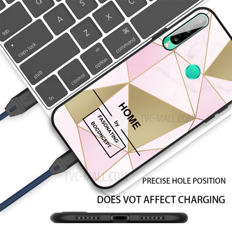 Fashion Marble Patterned Matte Black TPU Cover for Huawei P40 lite E/Y7p/Honor 9C - Style A-2