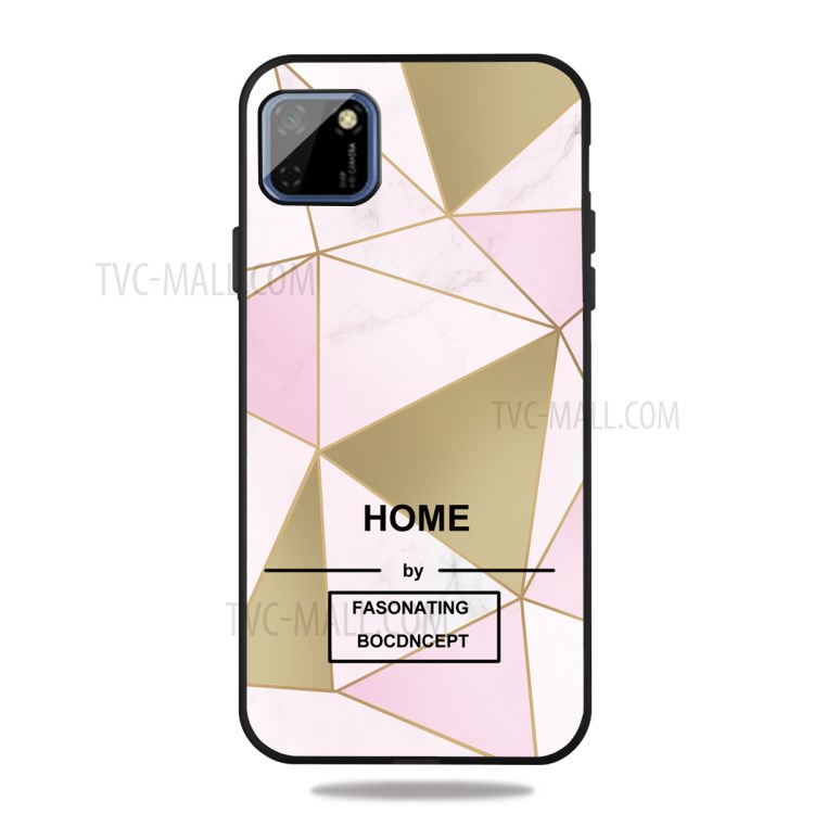 Marble Pattern Matte Black TPU Back Case for Huawei Y5p - Style A-1