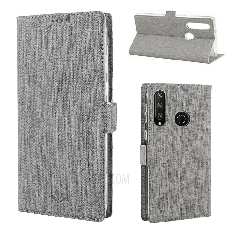 VILI DMK Leather Double Cards Side Buckle Style Phone Cover for Huawei Y7p/P40 lite E - Grey-1