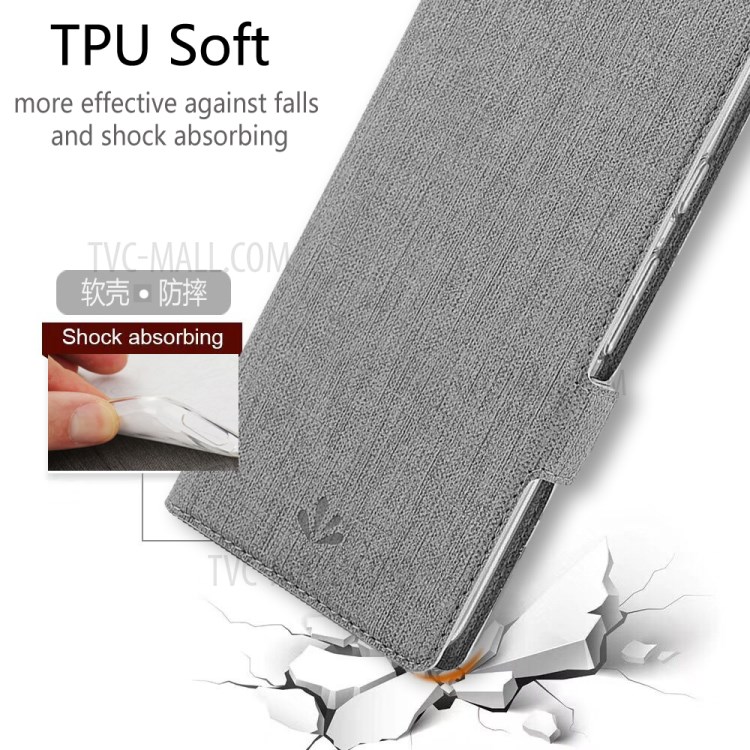 VILI DMK Leather Double Cards Side Buckle Style Phone Cover for Huawei Y7p/P40 lite E - Grey-11