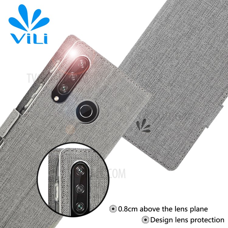VILI DMK Leather Double Cards Side Buckle Style Phone Cover for Huawei Y7p/P40 lite E - Grey-13