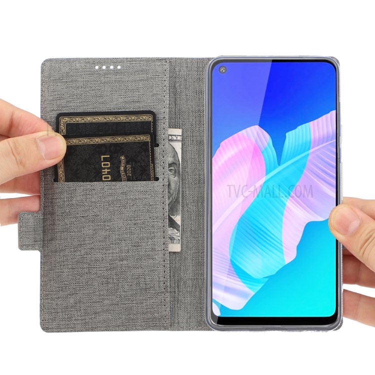 VILI DMK Leather Double Cards Side Buckle Style Phone Cover for Huawei Y7p/P40 lite E - Grey-15