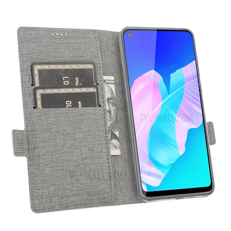 VILI DMK Leather Double Cards Side Buckle Style Phone Cover for Huawei Y7p/P40 lite E - Grey-17