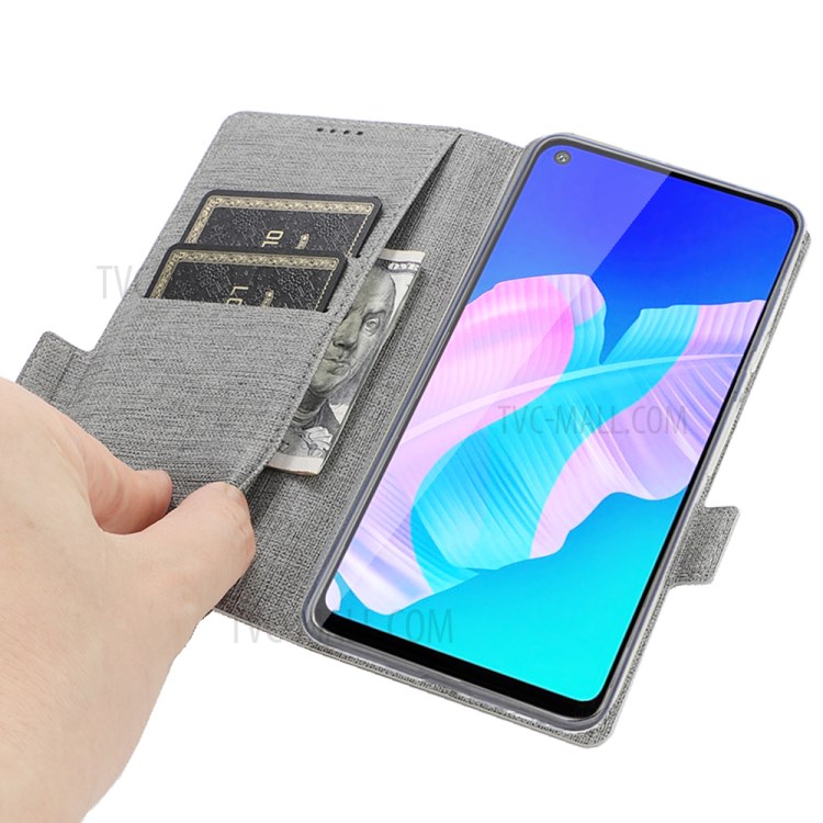 VILI DMK Leather Double Cards Side Buckle Style Phone Cover for Huawei Y7p/P40 lite E - Grey-18