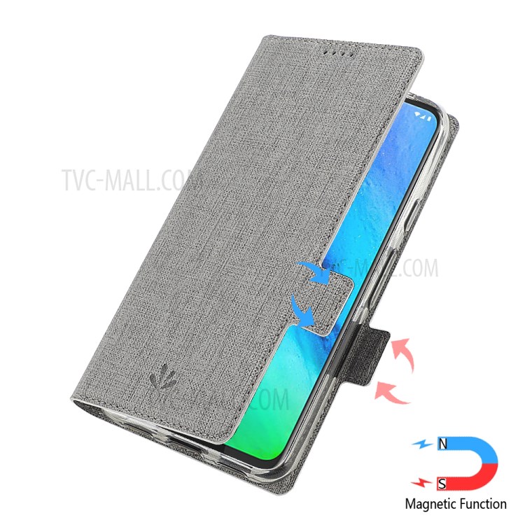 VILI DMK Leather Double Cards Side Buckle Style Phone Cover for Huawei Y7p/P40 lite E - Grey-20