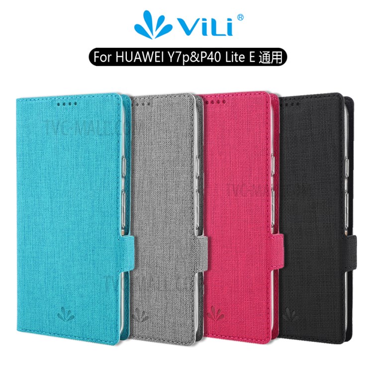 VILI DMK Leather Double Cards Side Buckle Style Phone Cover for Huawei Y7p/P40 lite E - Grey-25