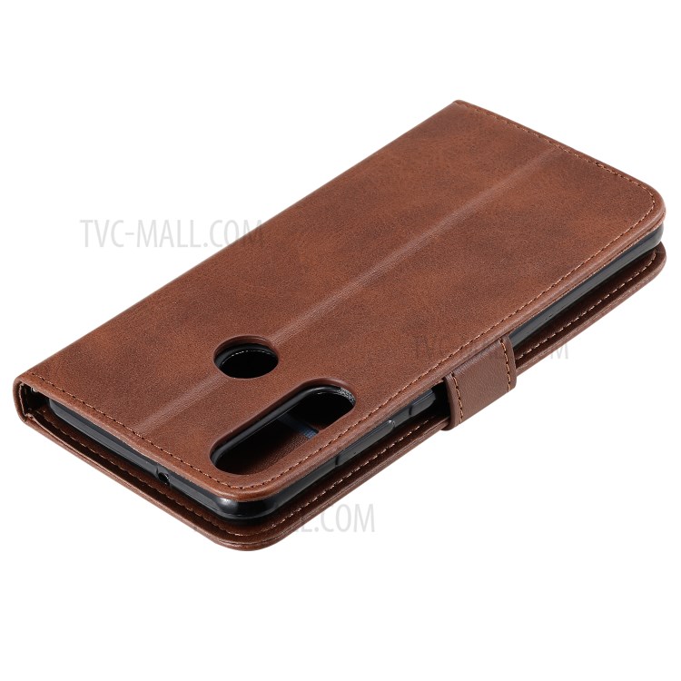 Zipper Pocket Leather Wallet Case for Huawei Y6p - Brown-10