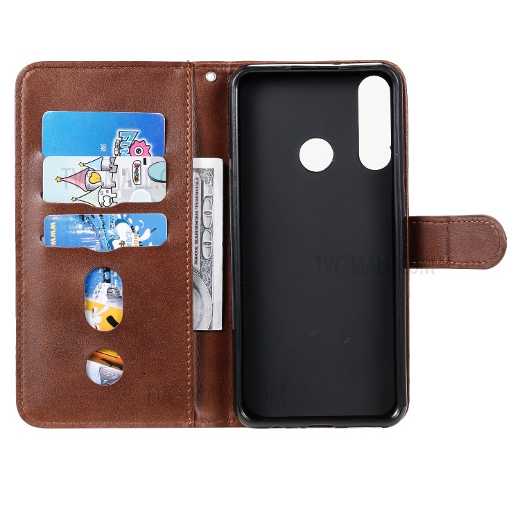 Zipper Pocket Leather Wallet Case for Huawei Y6p - Brown-5