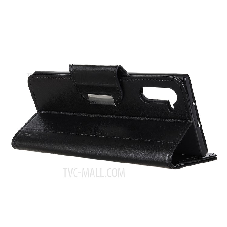 Textured PU Leather Wallet Stand Phone Cover for Huawei Maimang 9 - Black-3