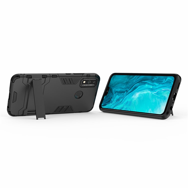 Caso Híbrido de Plástico + TPU Con Kickstand Para Honor 9x Lite - Negro