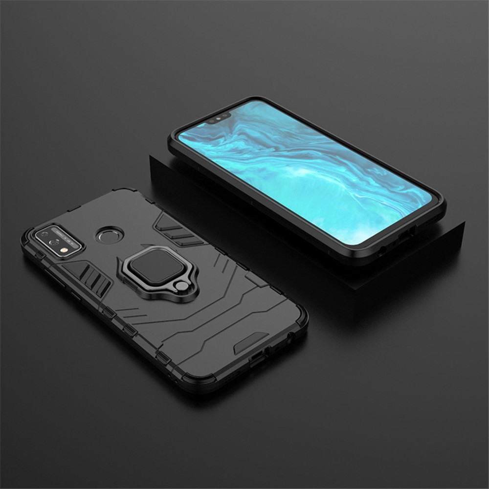 Ring Holder Kickstand Hybrid PC + TPU Combo Shell Case for Honor 9X Lite - Black-8