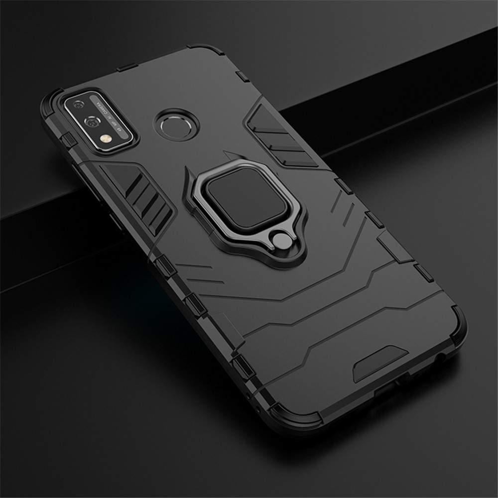 Ring Holder Kickstand Hybrid PC + TPU Combo Shell Case for Honor 9X Lite - Black-9