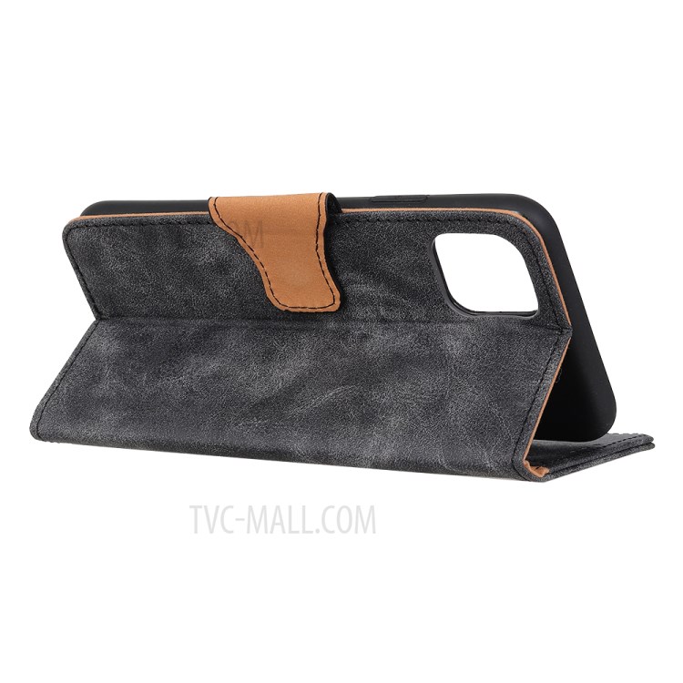 Vintage Style Leather Wallet Stand Case for Huawei Enjoy 20 - Grey-3