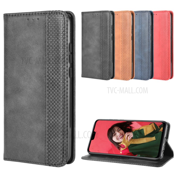 Vintage Style Wallet Stand Leather Cover for Huawei Y8s - Black-12