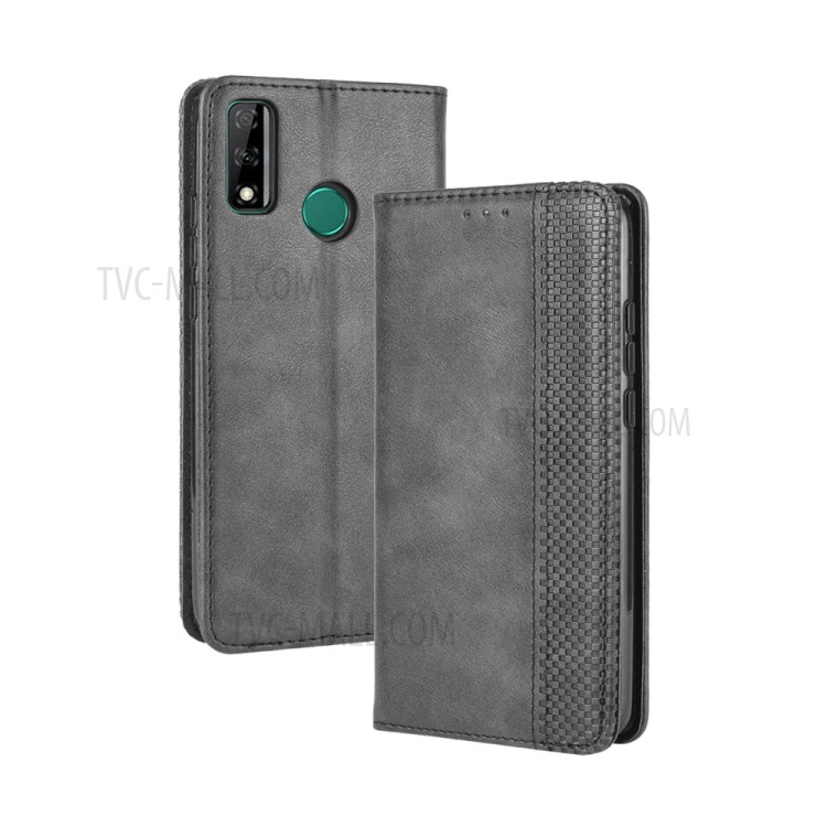 Vintage Style Wallet Stand Leather Cover for Huawei Y8s - Black-2