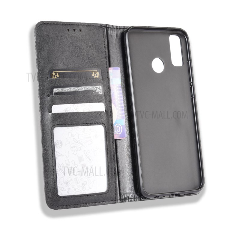 Vintage Style Wallet Stand Leather Cover for Huawei Y8s - Black-4