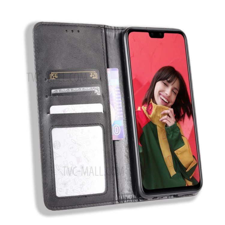 Vintage Style Wallet Stand Leather Cover for Huawei Y8s - Black-5